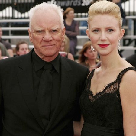 Lilly McDowell and her father Malcolm McDowell photographed together. 